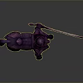 Armored Purple Knight Riding Purple Horse With Red Accents And Sword