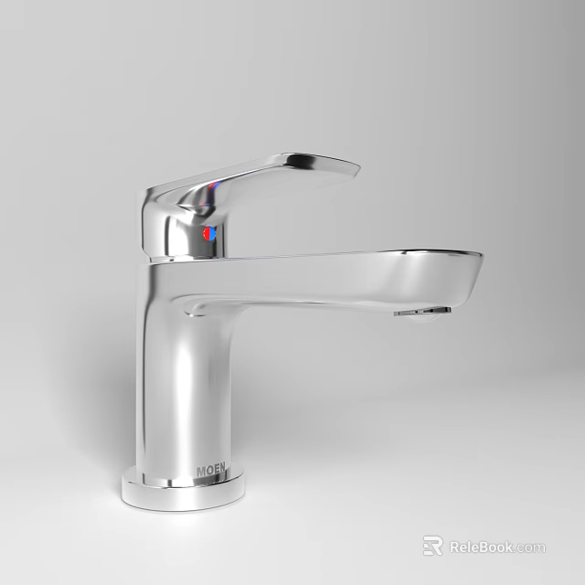 Sleek Modern Single Handle Chrome Bathroom Faucet With Shiny Polished Design 3d model 
