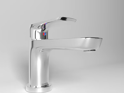 Sleek Modern Single Handle Chrome Bathroom Faucet With Shiny Polished Design 3d model