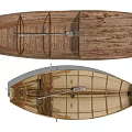 Two Traditional Wooden Boats with Exposed Wooden Frames and Classic Nautical Design
