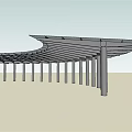 Modern Pergola Design With Curved Roof Structure And Multiple Columns For Outdoor Space