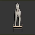 Gray Rocking Horse Toy Crafted with Wooden Building Blocks for Kids Playtime Fun