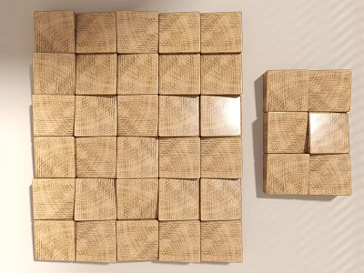 Wood Mosaic Wall Decorations Nordic Wood Square Wall Decorations Three-dimensional Wall Decorations Modern Wood Wall Decorations Art Wall Decorations 3d model