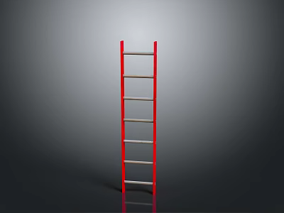 Industrial Equipment Red Metal Ladder With Sturdy Rungs For Industrial Use 3d model