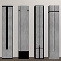 Modern Decorative Columns with Gray Finish and Gold Accent Contemporary Interior Architectural Elements 3d model