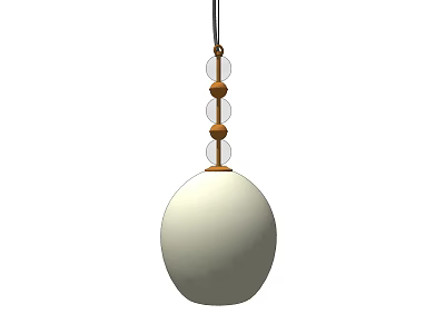 Modern Pendant Light With White Spherical Shade And Wooden Transparent Bead Details 3d model
