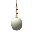 Modern Pendant Light With White Spherical Shade And Wooden Transparent Bead Details