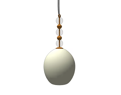 Modern Pendant Light With White Spherical Shade And Wooden Transparent Bead Details 3d model