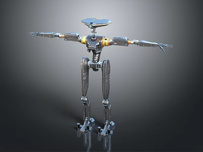 Game and Movie Character Robot with Metallic Body Extended Arms and Mechanical Structure 3d model