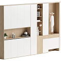Modern Entryway Cabinet And Side Cabinet Design With Storage Plants Books And Hanging Area