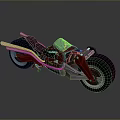 Sleek Red Motorcycle with Blue Windshield Black Tires Silver Exhaust and Modern Design Elements 3d model