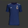 Adidas Blue Japanese National Team Jersey Featuring White Dots And Chest Flag Design