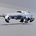 Gray Armored Weapon Vehicle With Cannon And Multiple Wheels Design 3d model