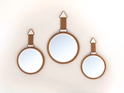 Decorative Round Mirrors with Arrow Details Set of Three for Home Decor 3d model