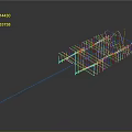 3D Structural Framework Model With Red Blue Yellow Lines And Geometric Nodes