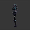 Smart Machine with Futuristic Metallic Armor Blue Glowing Mechanical Parts and Advanced Robotic Design 3d model