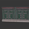 Traditional Green Carved Cabinet With Double Sections Decorative Handles And Marble Base