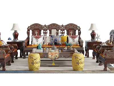 Chinese mahogany sofa model 3d model