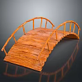 Wooden Arch Bridge With Curved Railings And Wooden Planks Garden Decorative Structure