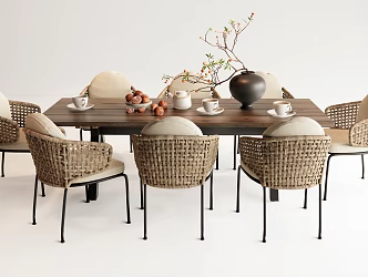 Modern Outdoor Table and Chair Outdoor Dining Table and Chair Leisure Table and Chair Outdoor Chair Rattan Leisure Chair 3d model