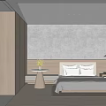 Modern Hotel Room Interior With White Bed Wooden Nightstand And Decorative Flowers
