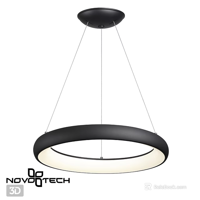 Modern Circular Chandelier with Black Outer Ring and White Illuminated Center 3d model 