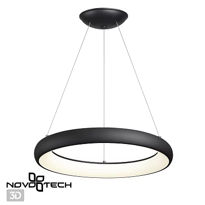 Modern Circular Chandelier with Black Outer Ring and White Illuminated Center 3d model