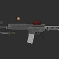 Modern Tactical Rifle With Red Dot Sight Magazine Bullets And Bayonet For Military Use