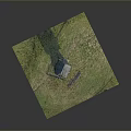 Detailed Windmill Model With Wooden Structure On Green Grass And Stone Foundation