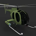 Detailed Green Military Helicopter with Airframe Mounted Equipment and White Landing Gear