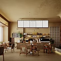 Cozy Café Interior Design Featuring Natural Light Wooden Furniture And Menu Boards