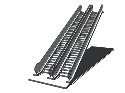 Dual Parallel Modern Escalator Design With Steps Handrails And Metal Frame 3d model