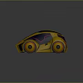 Futuristic Sports Car With Gold Blue Body Streamlined Design And Illuminated Wheels Red Blue Emblems