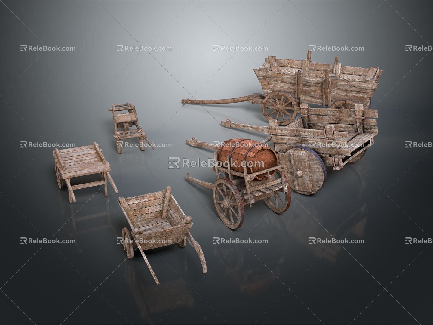 Modern ancient frame car rickhuke frame car trolley 3d model