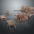 Modern ancient frame car rickhuke frame car trolley 3d model