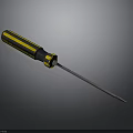 Yellow And Black Handle Screwdriver With Metal Shaft And Ergonomic Grip 3d model