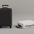 Stylish Black and White Travel Suitcases With Telescopic Handle Rolling Wheels and Organizer Compartments