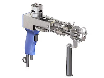 Industrial Handheld Equipment With Blue Handle And Silver Metal Structure 3d model