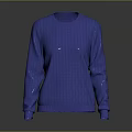 Stylish Blue Long Sleeve Sweater Featuring Round Neck And Ribbed Texture 3d model