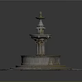 Decorative Stone Fountain With Multi Tiered Structure And Circular Base Water Basin