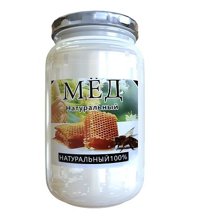 Natural 100% Honey in Glass Jar with Honeycomb and Bee Design 3d model