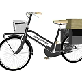Vintage Adventure Time Bicycle With White Front Basket And Wooden Rear Box