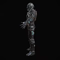 Sci Fi Robot Character With Metallic Armor And Glowing Blue Elements For Game And Movie