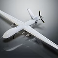 White Military Reconnaissance Drone With Long Wing Propeller And Landing Gear