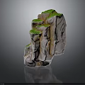 Stacked Rock Landscape Feature With Green Moss And Natural Textured Design