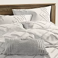 Cozy Bedroom Interior With Wooden Headboard Gray Quilt And Nightstand