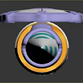 Futuristic Advanced Mechanical Weapon Design With Purple Teal Striped Wing Like Structure