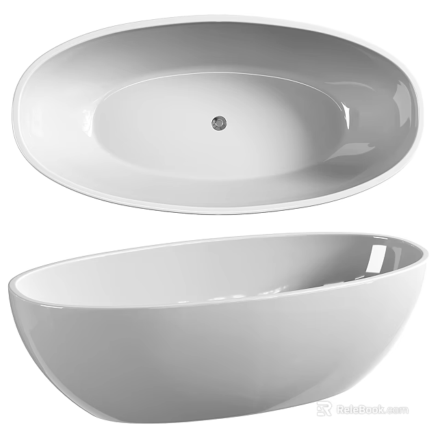 Modern White Oval Shaped Freestanding Bathtub With Sleek Surface Design 3d model