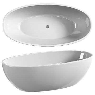 Modern White Oval Shaped Freestanding Bathtub With Sleek Surface Design 3d model