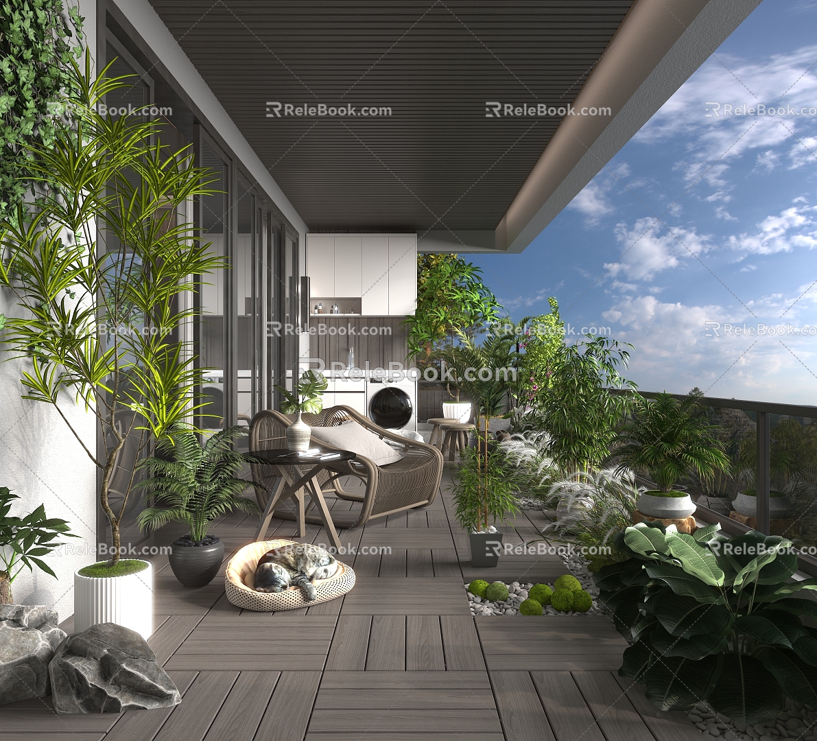 Villa Balcony Terrace Landscape 3d model